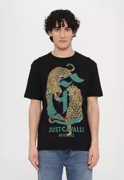 Футболка с принтом ACID LEOPARD Just Cavalli, черный