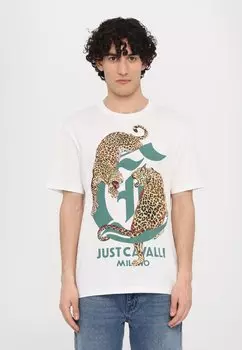 Футболка с принтом ACID LEOPARD Just Cavalli, белый