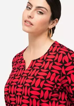 Футболка с принтом ALLOVER SHORT SLEEVE SPLIT NECK Ulla Popken, красный
