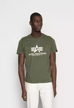 Футболка с принтом Alpha Industries, хаки