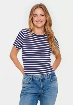 Футболка с принтом ASTER SS STRIPE Saint Tropez, цвет patriot blue