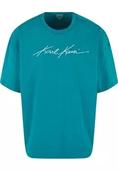 Футболка с принтом AUTOGRAPH WASHED BOXY TEE Karl Kani, бирюзовый