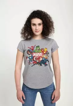 Футболка с принтом AVENGERS CLASSIC GROUP MARVEL RETRO Marvel, цвет Mottled Light Grey