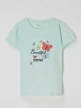 Футболка с принтом бабочек, модель "Вера" Name It, мятный