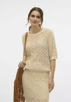 Футболка с принтом BERRY Vero Moda, коричневый