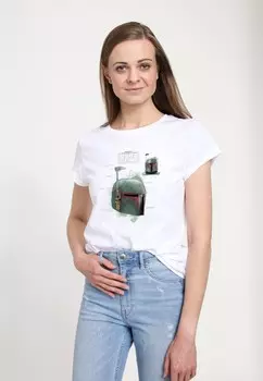 Футболка с принтом BOOK OF BOBA FETT HELMET SCHEMATIC PAINTED Henry Tiger, белый