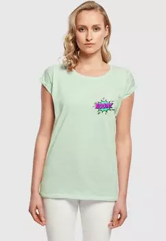 Футболка с принтом BOOM COMIC EXTENDED SHOULDER TEE Merchcode, цвет neo mint