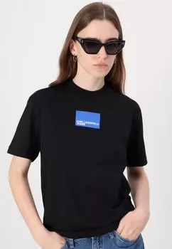 Футболка с принтом BOX LOGO TEE Karl Lagerfeld Jeans, черный