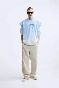 Футболка с принтом череп ZARA, синий