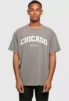 Футболка с принтом CHICAGO WORDING ACID WASHED Merchcode, цвет asphalt