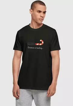Футболка с принтом CHRISTMAS LOADING BASIC ROUND NECK Merchcode, черный