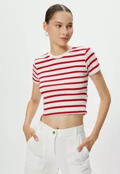 Футболка с принтом CROP SHORT SLEEVE CREW NECK Koton, красный