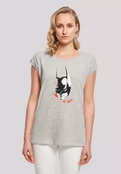 Футболка с принтом DC COMICS BATMAN ARKHAM KNIGHT BATS FACE WITH EXTEN F4NT4STIC, светло-серый