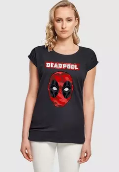 Футболка с принтом DEADPOOL CAMO HEAD ABSOLUTE CULT, темно-синий
