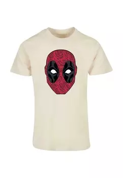 Футболка с принтом DEADPOOL HEAD OF ROSES ABSOLUTE CULT, песочный