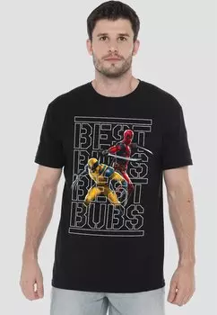 Футболка с принтом DEADPOOLAND WOLVERINE BEST BUBS STENCIL Marvel, черный