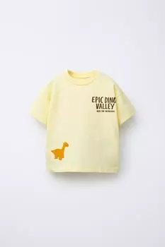 Футболка с принтом динозавра ZARA, желтый