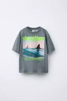 Футболка с принтом dua lipa ZARA, серый