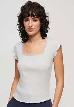Футболка с принтом ESSENTIAL SQUARE NECK Superdry, цвет glacier grey marl