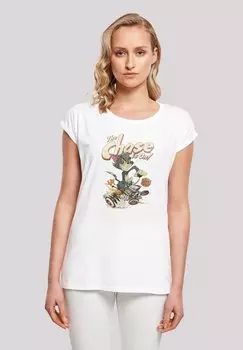Футболка с принтом EXTENDED SHOULDER TOM AND JERRY TV SERIE THE CHASE IS ON F4NT4STIC, белый