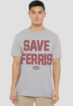 Футболка с принтом FERRIS BUELLER THE SAVE Cotton Soul, серый