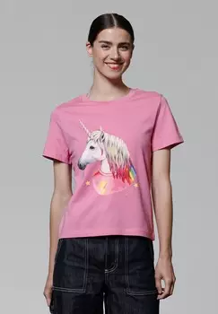 Футболка с принтом FLASH THE UNICORN watapparel, светло-розовый