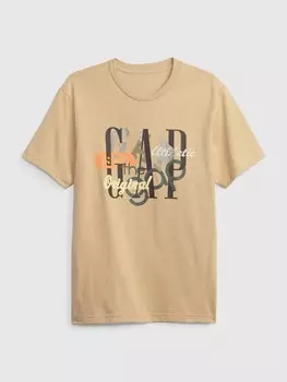 Футболка с принтом Gap, бежевый