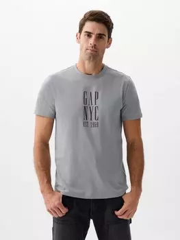 Футболка с принтом Gap, серый