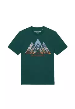 Футболка с принтом GEOMETRIC LANDSCAPE watapparel, темно-зеленый