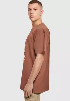 Футболка с принтом GOOD THINGS TAKE TIME HEAVY TEE Merchcode, коричневый