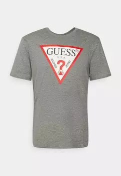Футболка с принтом Guess, серый меланж