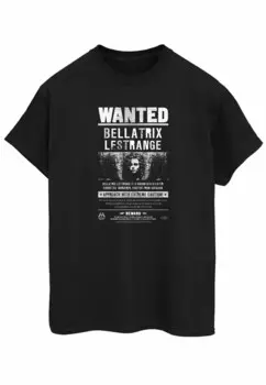 Футболка с принтом HARRY POTTER BELLATRIX LESTRANGE WANTED ABSOLUTE CULT, черный