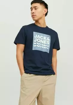 Футболка с принтом Jack & Jones, темно-синий