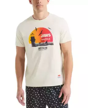 Футболка с принтом JAWS x Men's Classic-Fit Nautica, коричневый/бежевый