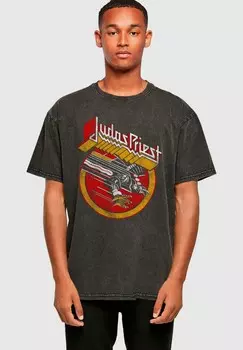 Футболка с принтом JUDAS PRIEST SOLID CIRCLE ACID WASHED HEAVY Merchcode, черный