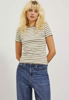 Футболка с принтом Jxgigi Str Ss Stripe Tee Jrs Sn JJXX, полоски алоэ:seedpearl