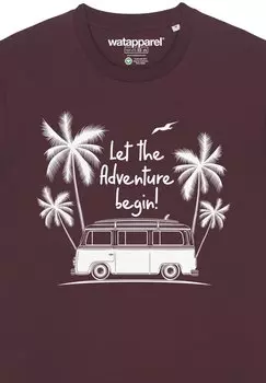 Футболка с принтом LET THE ADVENTURE BEGIN watapparel, темно-красный