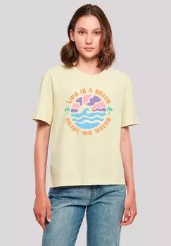 Футболка с принтом LIFE IS A BEACH ENJOY THE WAVES F4NT4STIC, желтый