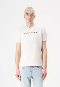 Футболка с принтом LINEAR LOGO TEE Tommy Jeans, бежевый