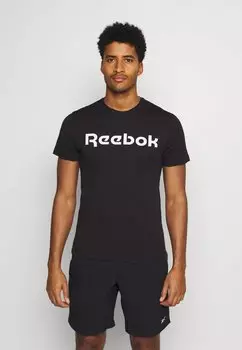 Футболка с принтом LINEAR READ Reebok, черный/белый
