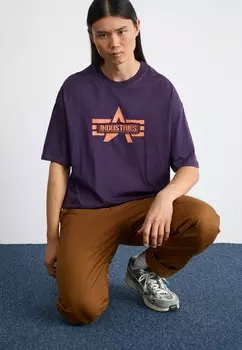 Футболка с принтом LOGO EDGE Alpha Industries, фиолетовый