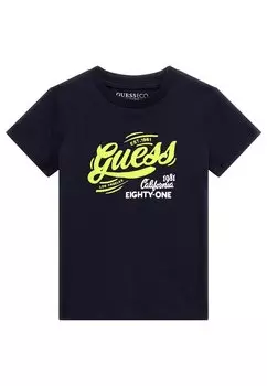 Футболка с принтом LOGO Guess, синий