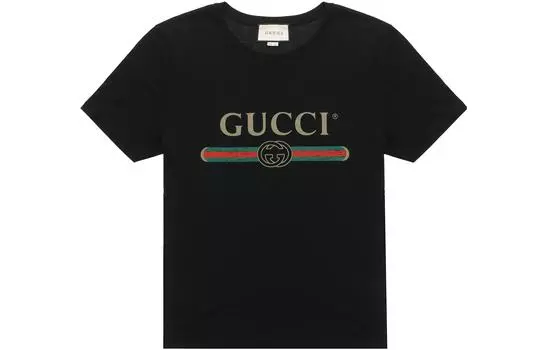 Футболка с принтом логотипа Gucci, черная