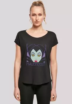 Футболка с принтом LONG CUT DISNEY MALEFICENT CROPPED HEAD F4NT4STIC, черный