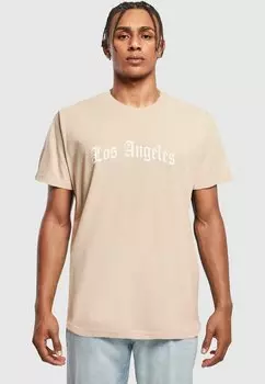 Футболка с принтом LOS ANGELES WORDING TEE Mister Tee, песочный