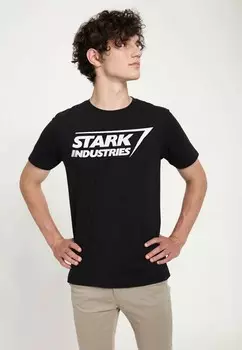 Футболка с принтом MARVEL AVENGERS CLASSIC, STARK LOGO Henry Tiger, черный