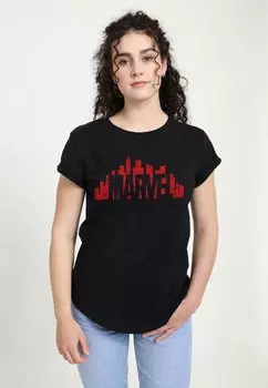 Футболка с принтом Marvel Other Skyline Logo Oversize Marvel, черная