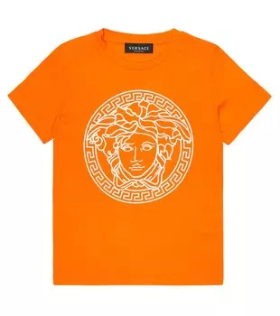 Футболка с принтом Medusa из хлопка Versace, оранжевый