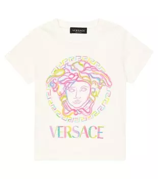 Футболка с принтом Medusa из хлопка Versace, разноцветный