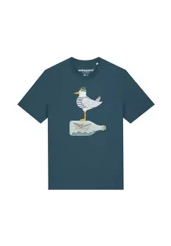 Футболка с принтом MWE MIT HUT watapparel, бирюзовый